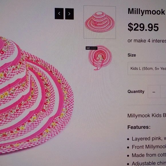 Millymook Pink Fabric Kids Floppy Hat - Picture 3 of 8